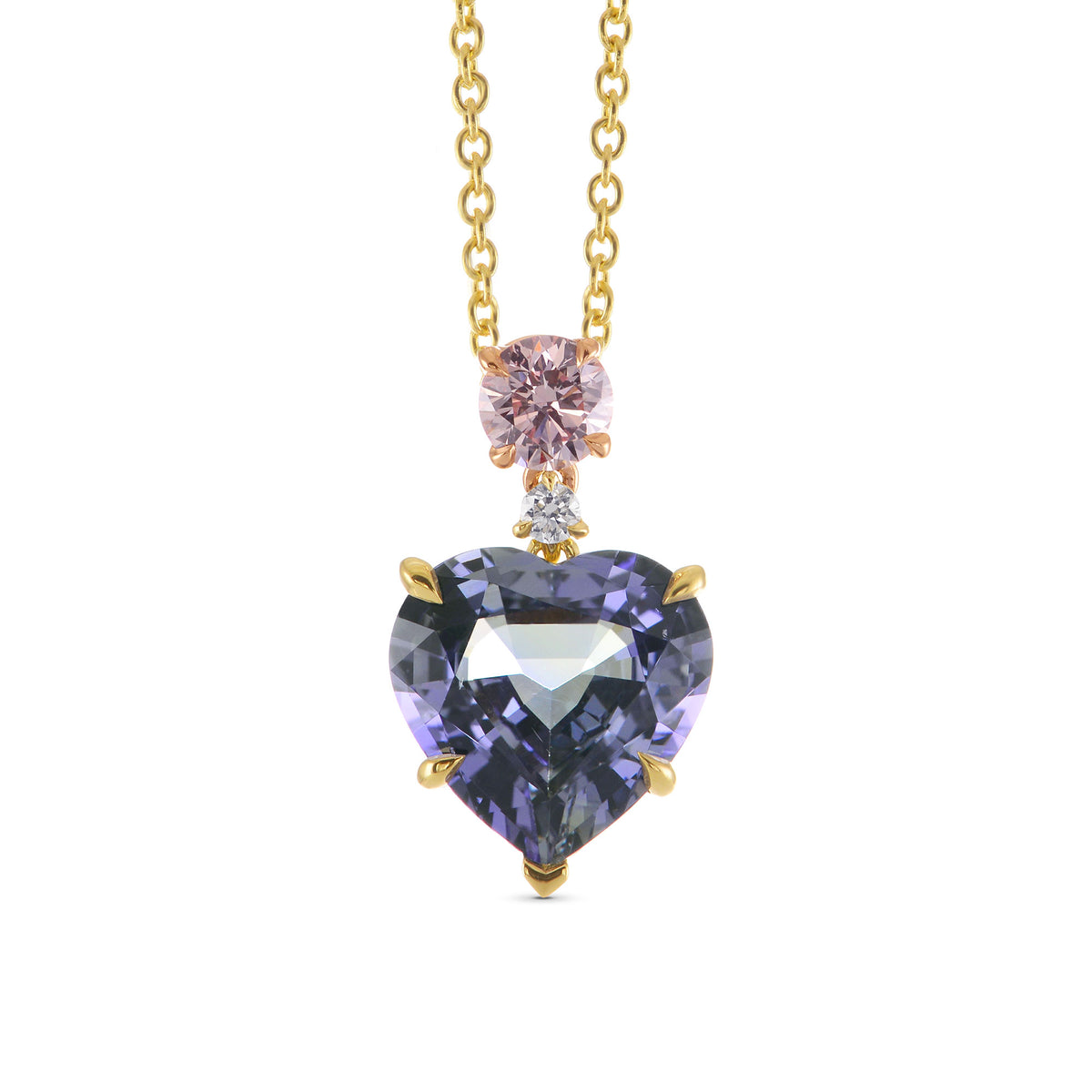 Violet Tanzanite & Pink Argyle Diamond Drop Pendant