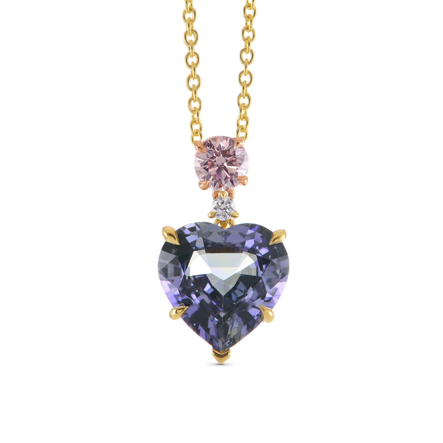 Violet Tanzanite & Pink Argyle Diamond Drop Pendant