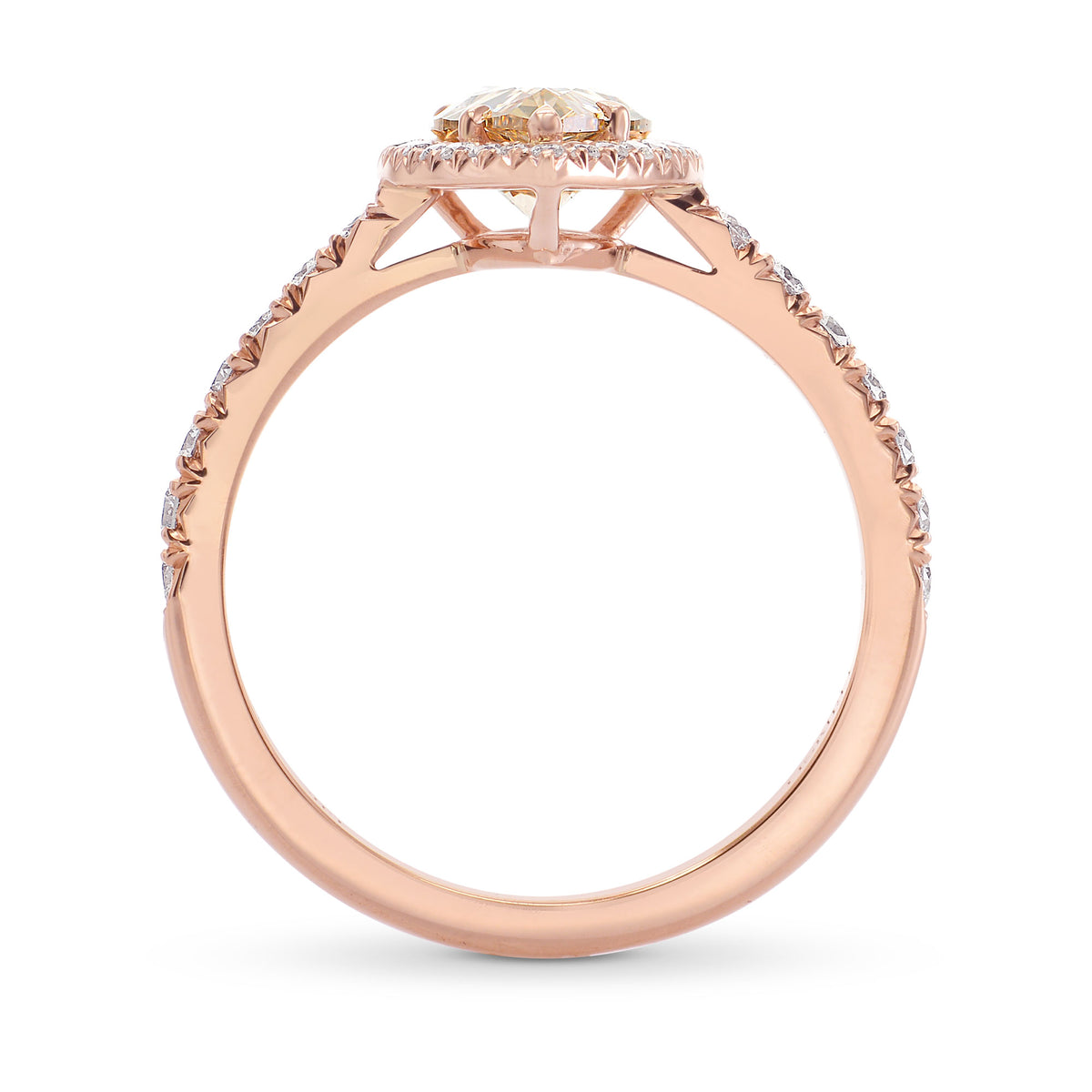 Fancy Brown Orange Pear Diamond Halo Ring