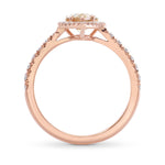 Fancy Brown Orange Pear Diamond Halo Ring