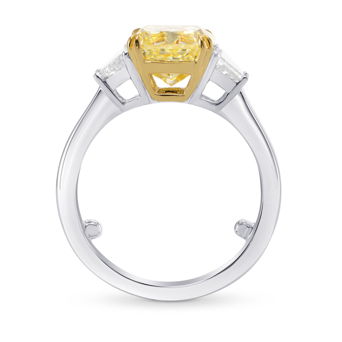 Light Yellow Radiant & Trapezoid Diamond Ring