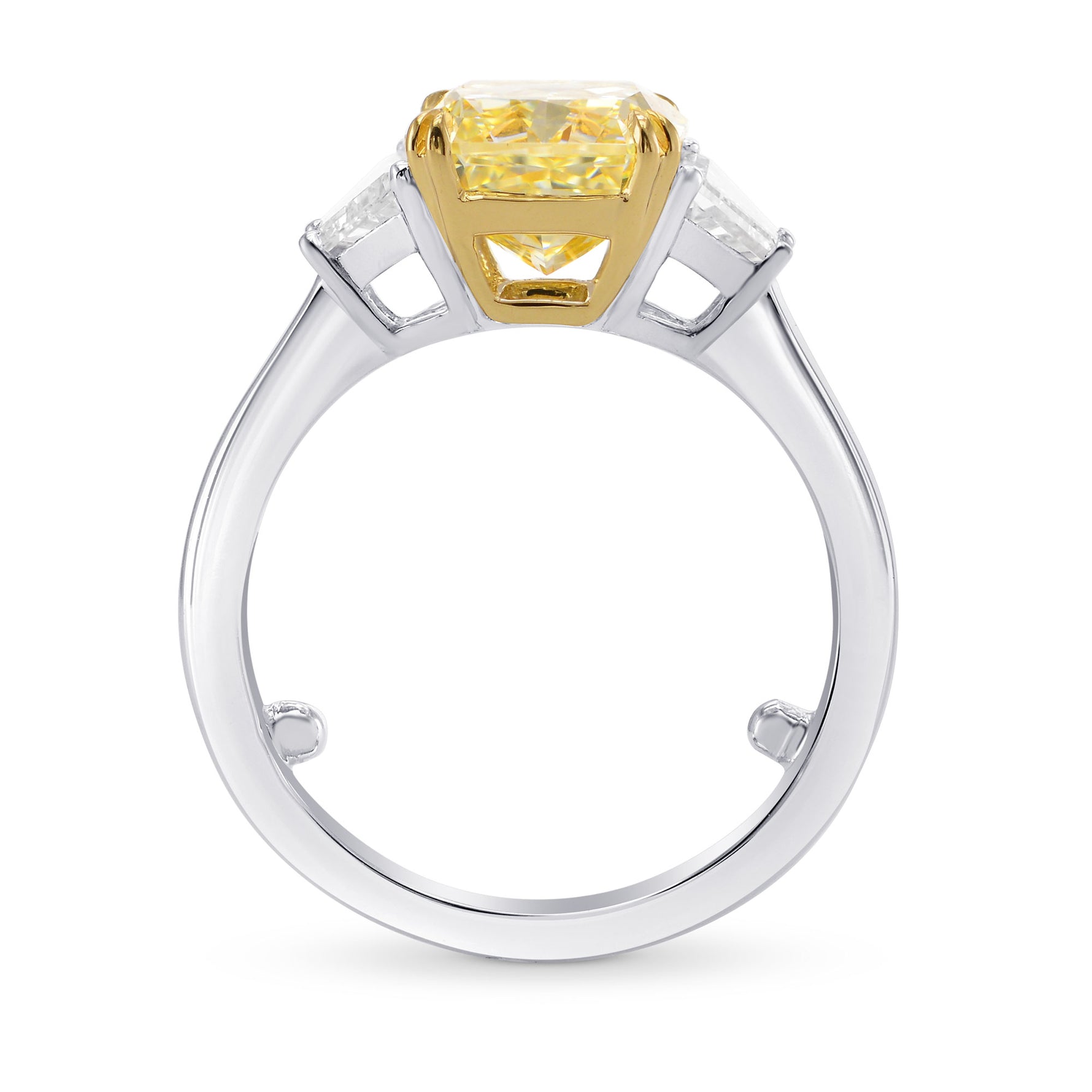 Light Yellow Radiant & Trapezoid Diamond Ring