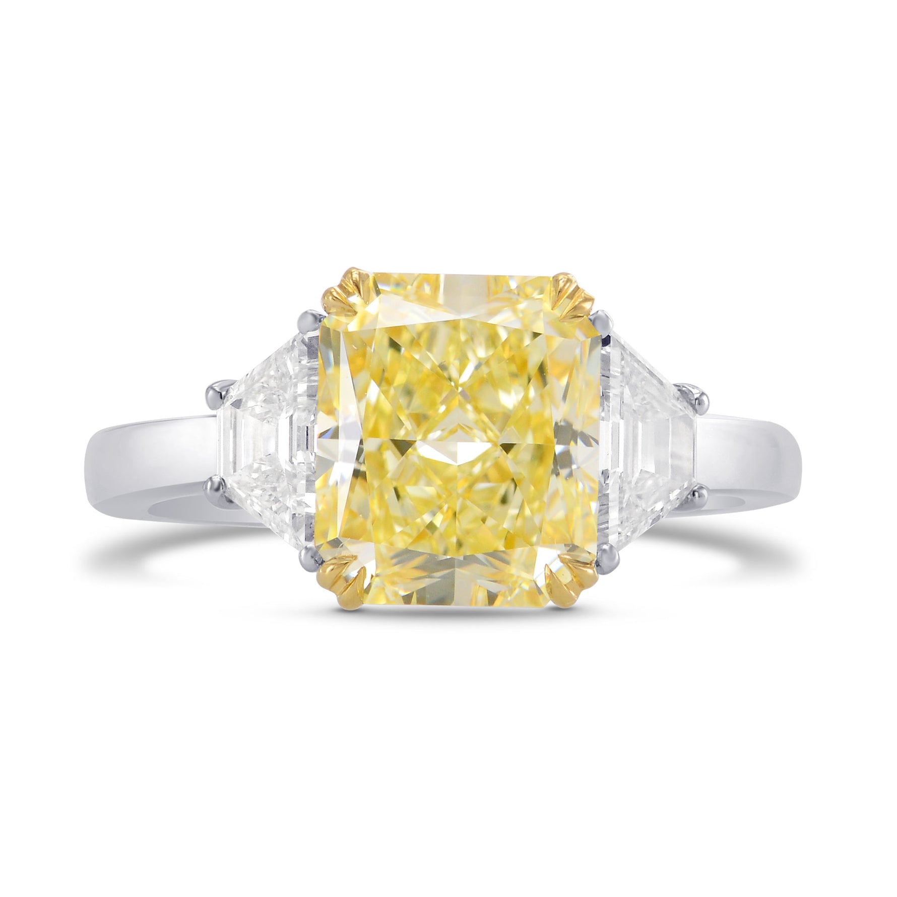 Light Yellow Radiant & Trapezoid Diamond Ring