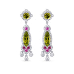  Extraordinary Green Tourmaline, Ruby and Diamond Chandelier Earrings