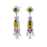  Extraordinary Green Tourmaline, Ruby and Diamond Chandelier Earrings