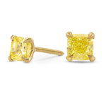 Fancy Yellow Cushion Diamond Stud Earrings