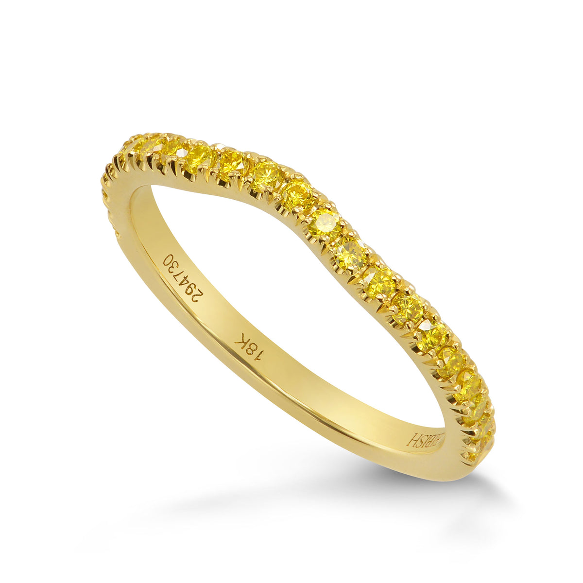 Contoured Fancy Intense Yellow Diamond Half Eternity Ring