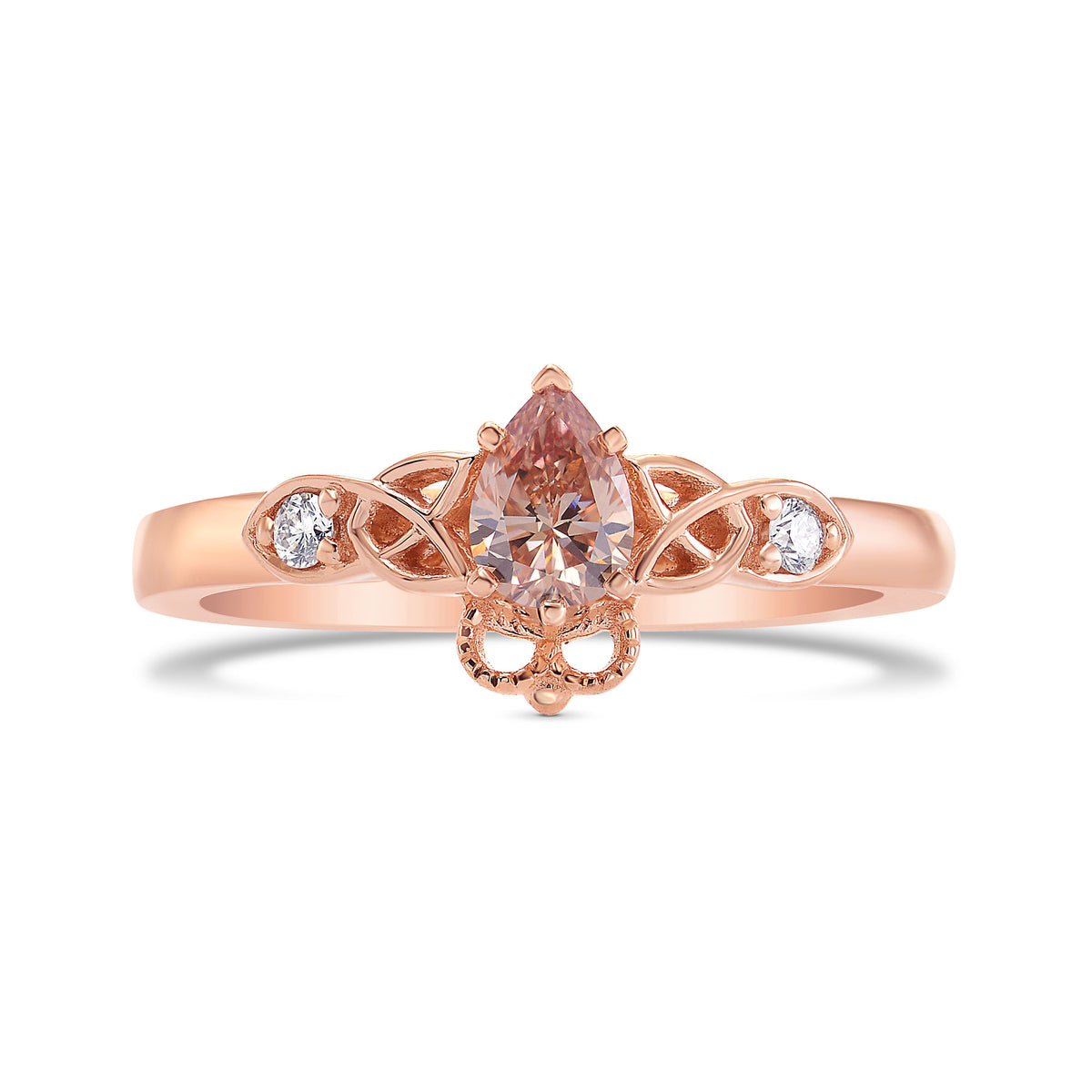Fancy Brownish Pink Pear Diamond Ring