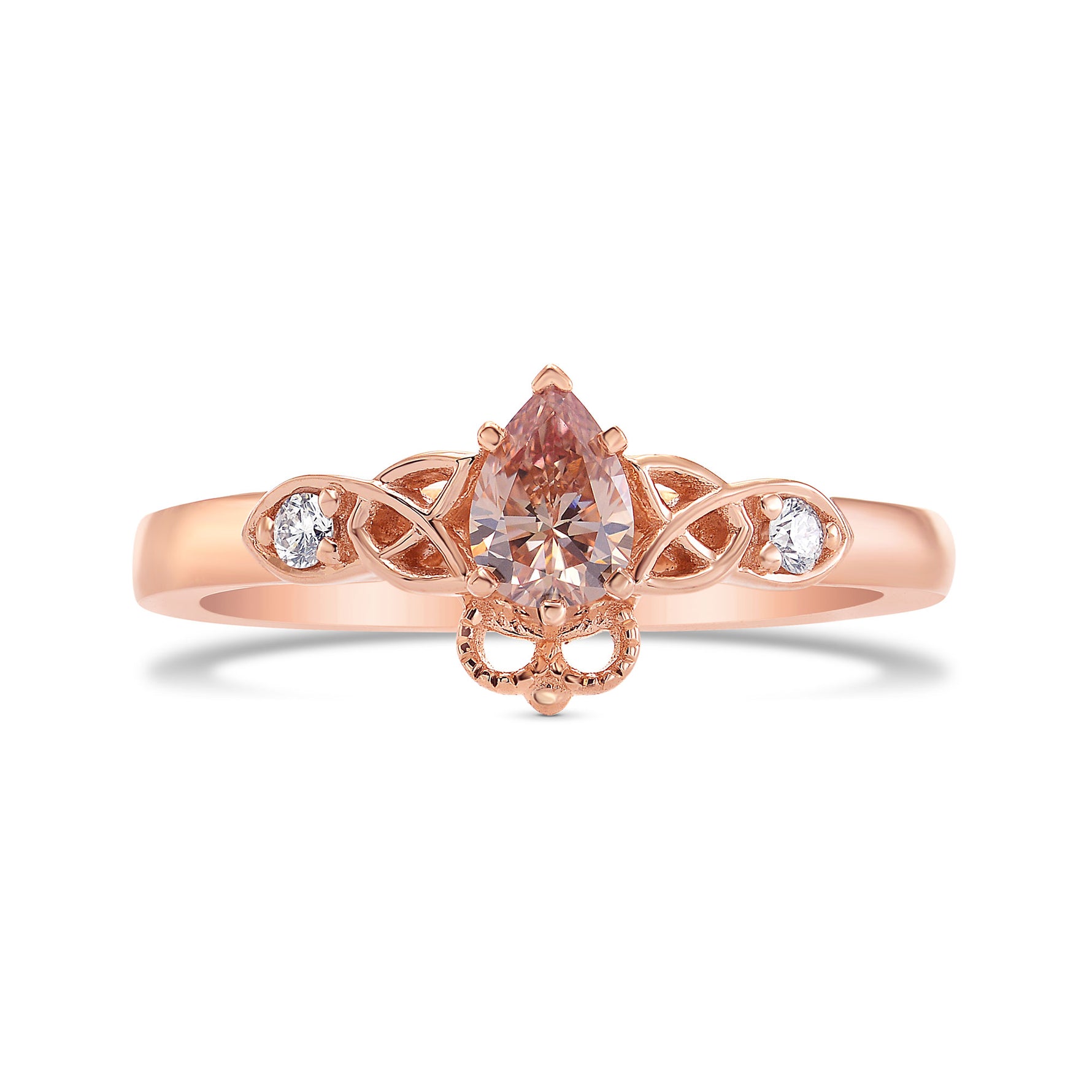 Fancy Brownish Pink Pear Diamond Ring