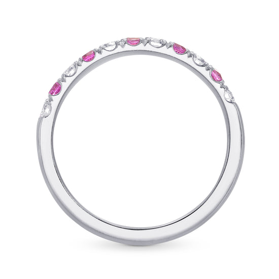 Pink Sapphire & White Diamond Wedding Band 