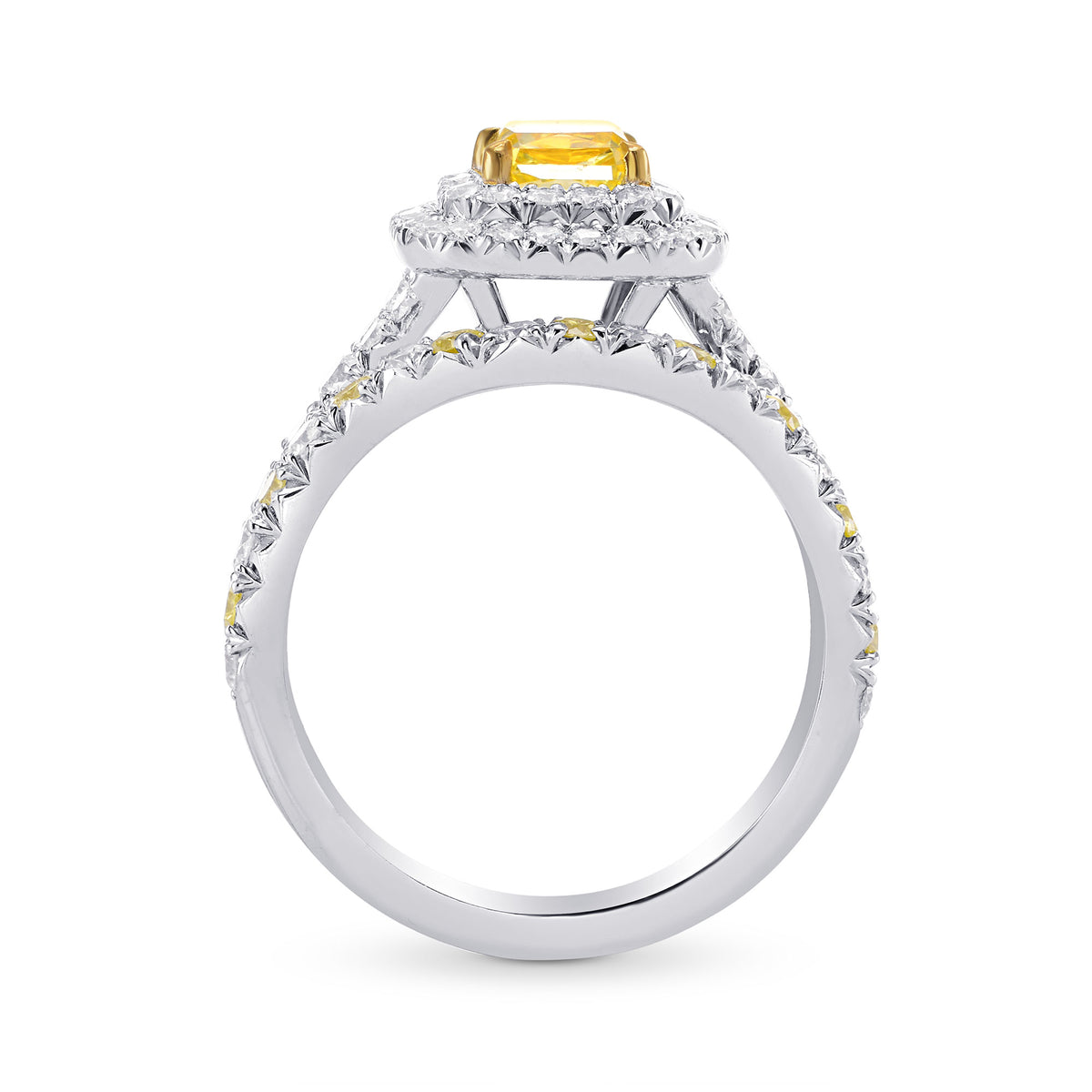 Fancy Yellow Radiant Diamond Double Halo Ring