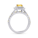 Fancy Yellow Radiant Diamond Double Halo Ring
