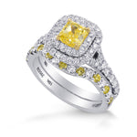 Fancy Yellow Radiant Diamond Double Halo Ring