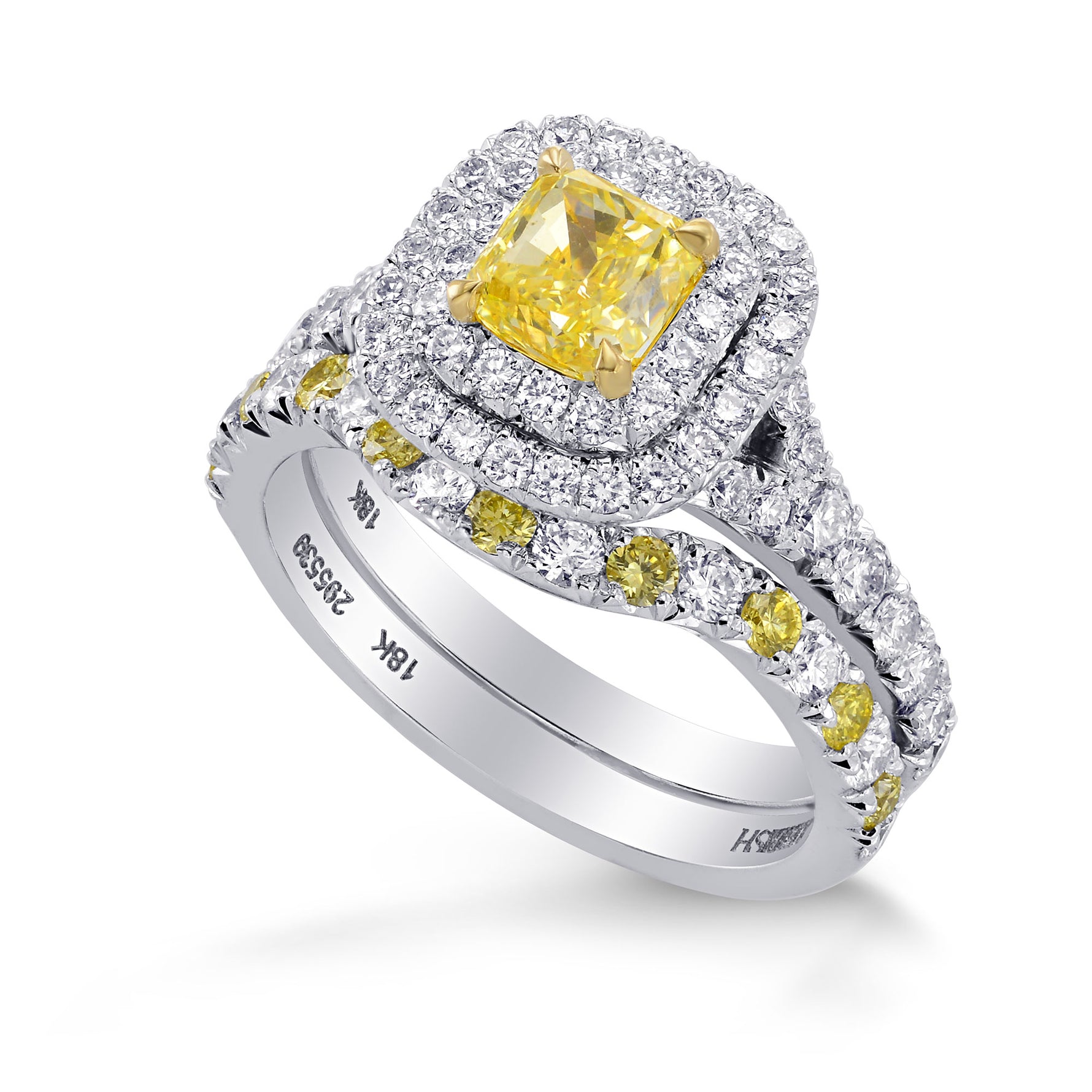 Fancy Yellow Radiant Diamond Double Halo Ring