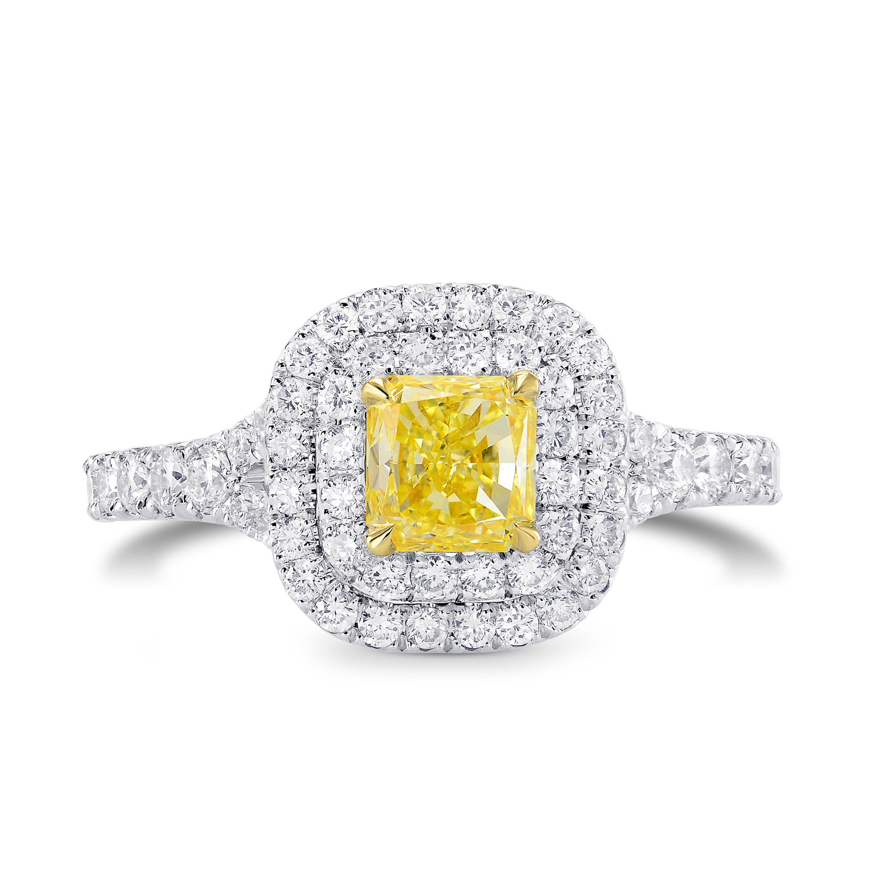 Fancy Yellow Radiant Diamond Double Halo Ring