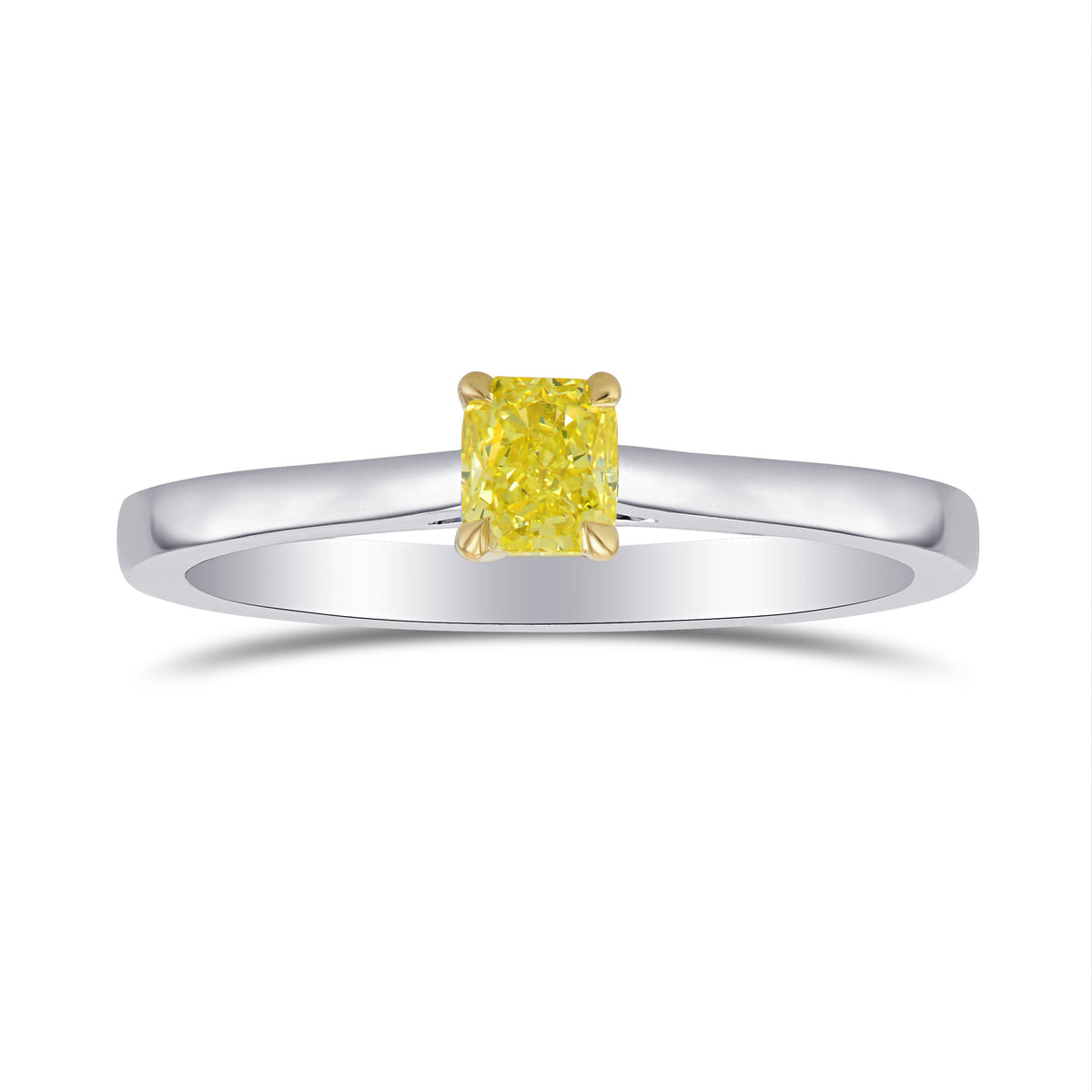 Fancy Vivid Yellow Radiant Diamond Solitaire Ring