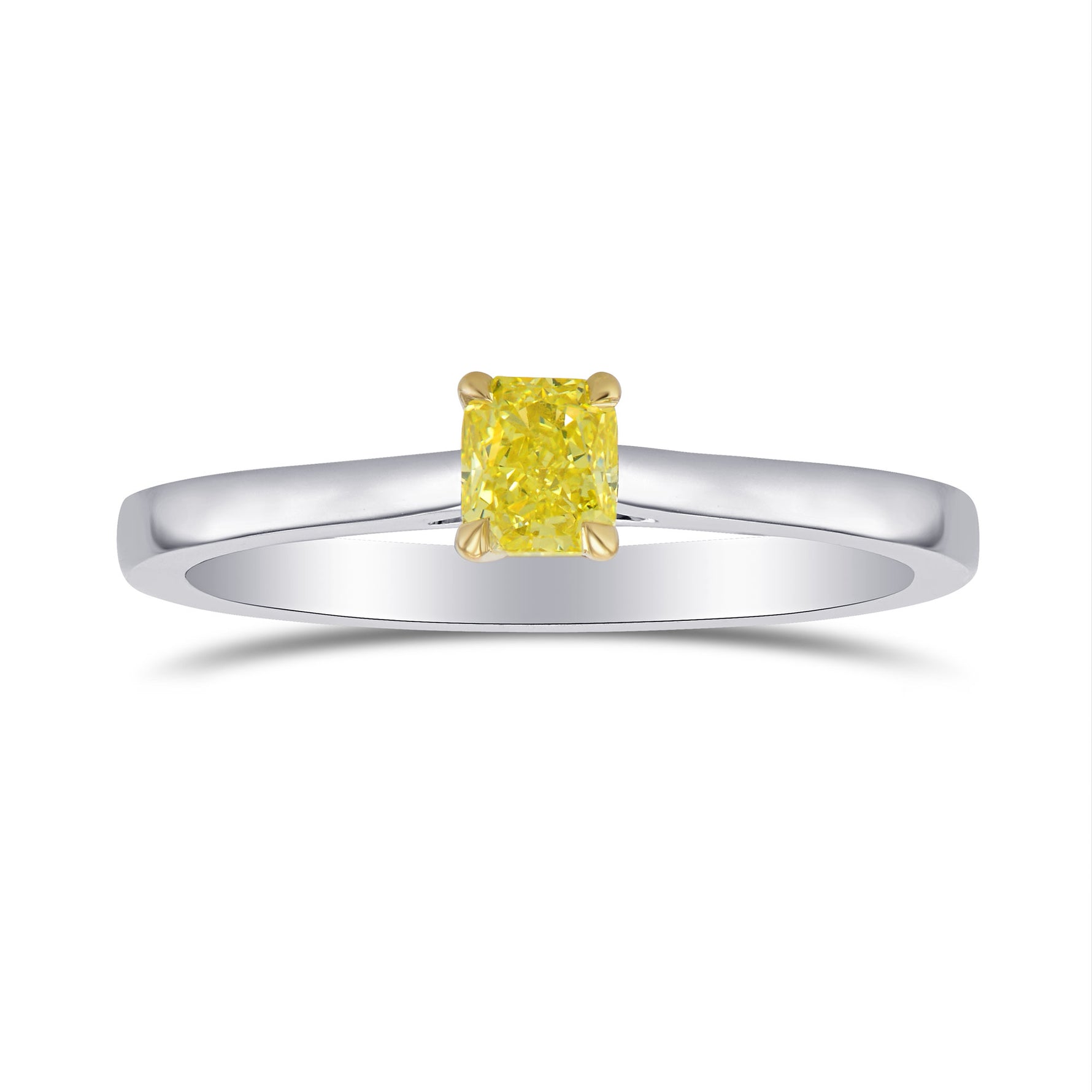 Fancy Vivid Yellow Radiant Diamond Solitaire Ring