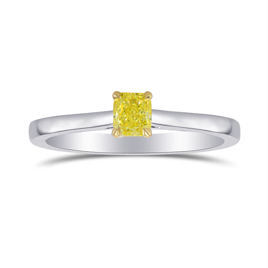 Fancy Vivid Yellow Radiant Diamond Solitaire Ring