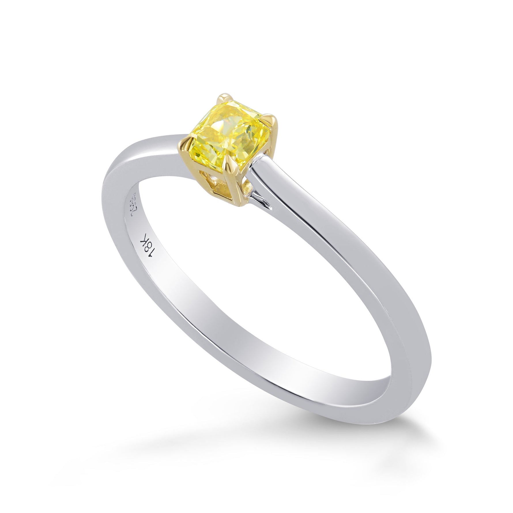 Fancy Vivid Yellow Radiant Diamond Solitaire Ring