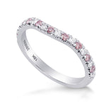 Contoured Pink and White Diamond Wedding Band Ring