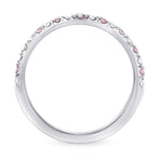 Contoured Pink and White Diamond Wedding Band Ring