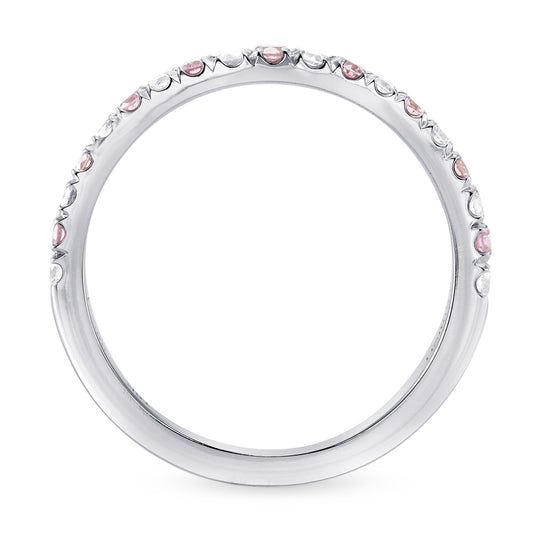 Contoured Pink and White Diamond Wedding Band Ring