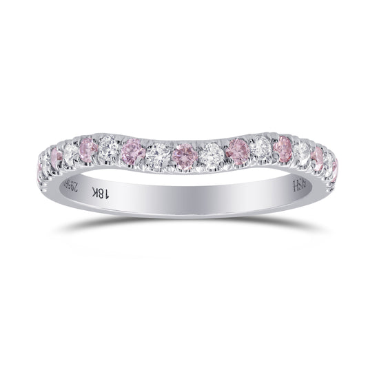 Contoured Pink and White Diamond Wedding Band Ring