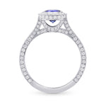Custom Round Sapphire & Diamond Halo Ring