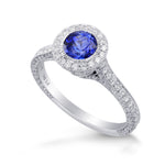 Custom Round Sapphire & Diamond Halo Ring
