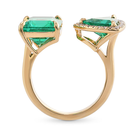 Emerald Two-stone Cuff Ring - 2