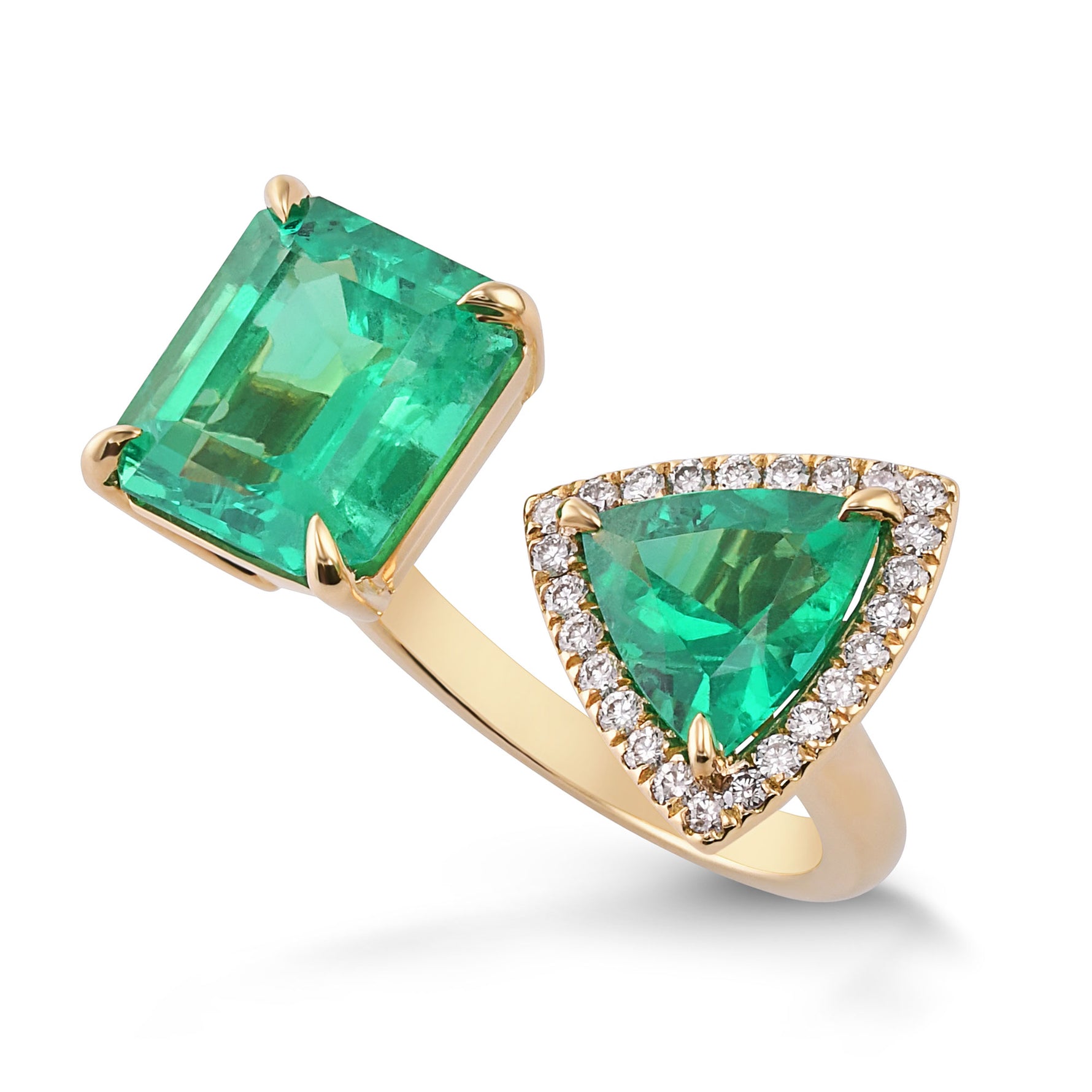 Emerald Two-stone Cuff Ring - 3