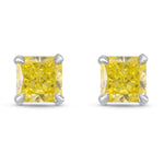 Fancy Intense Yellow Radiant Diamond Stud Earrings