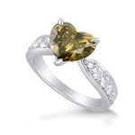 Fancy Dark Gray Greenish Yellow Heart Diamond Ring