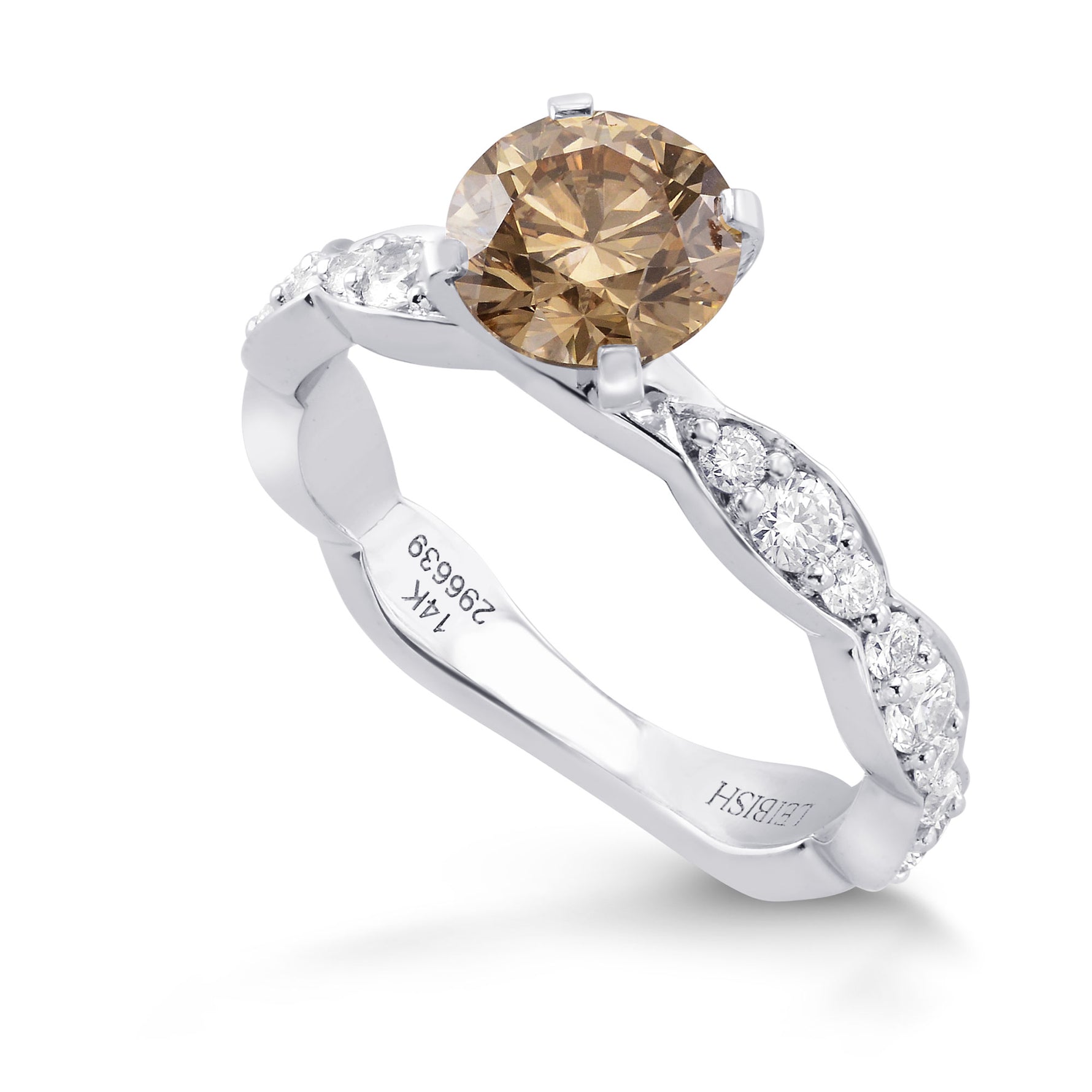 Light Brown Diamond Side Stone Ring