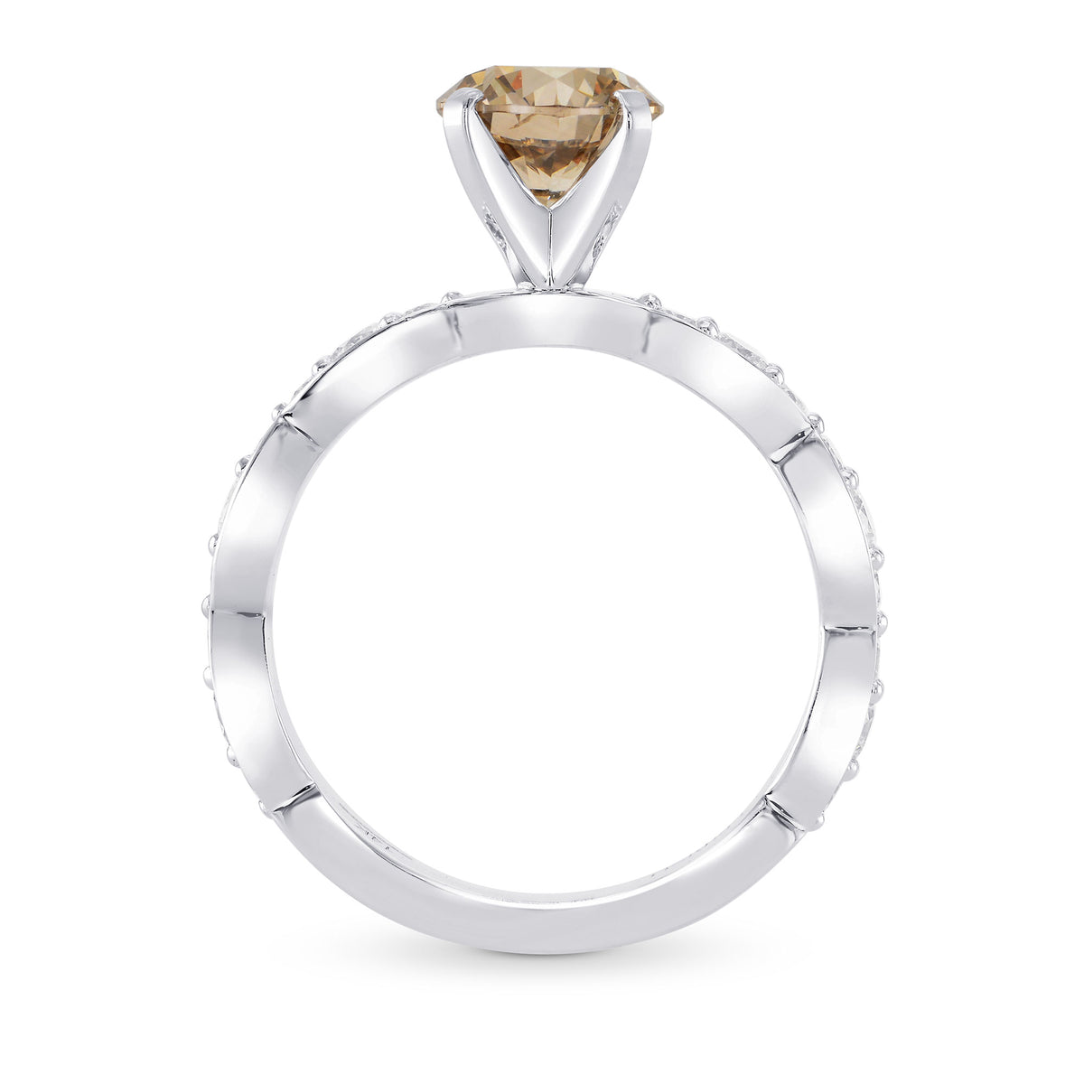 Light Brown Diamond Side Stone Ring