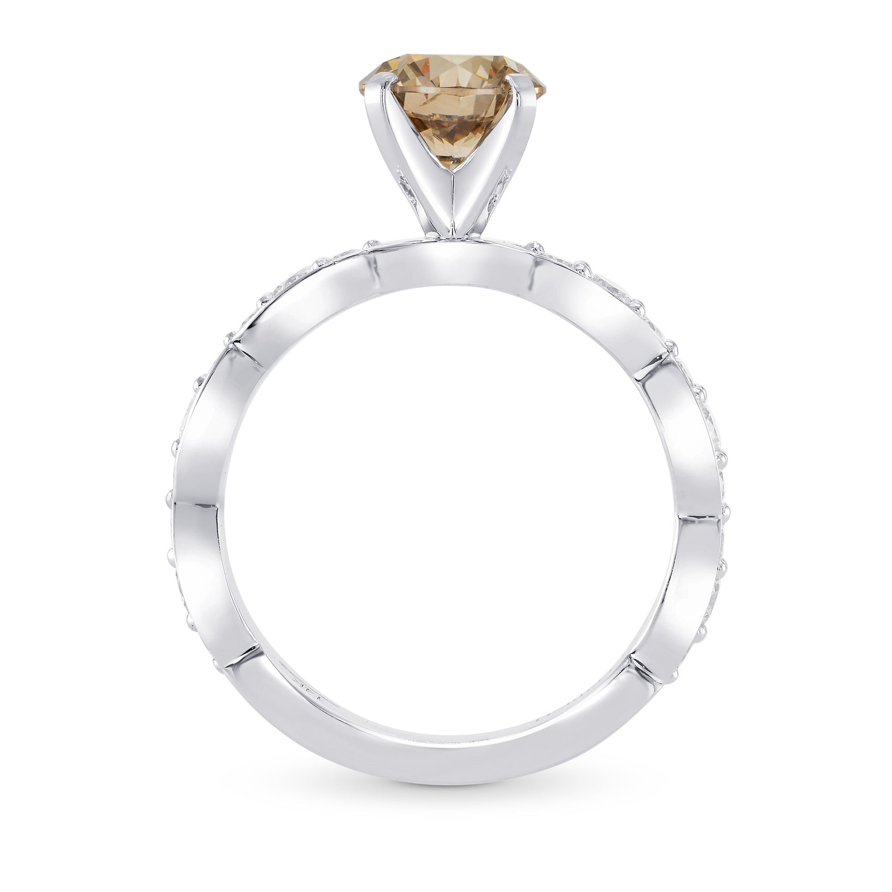Light Brown Diamond Side Stone Ring