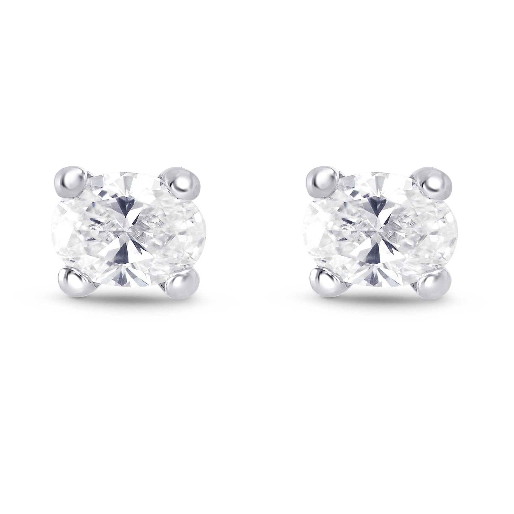 Platinum Oval Diamond Earrings