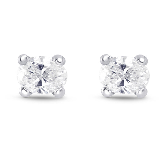 Platinum Oval Diamond Earrings