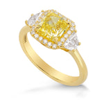 Fancy Intense Yellow Radiant & Trapezoid Diamond Ring