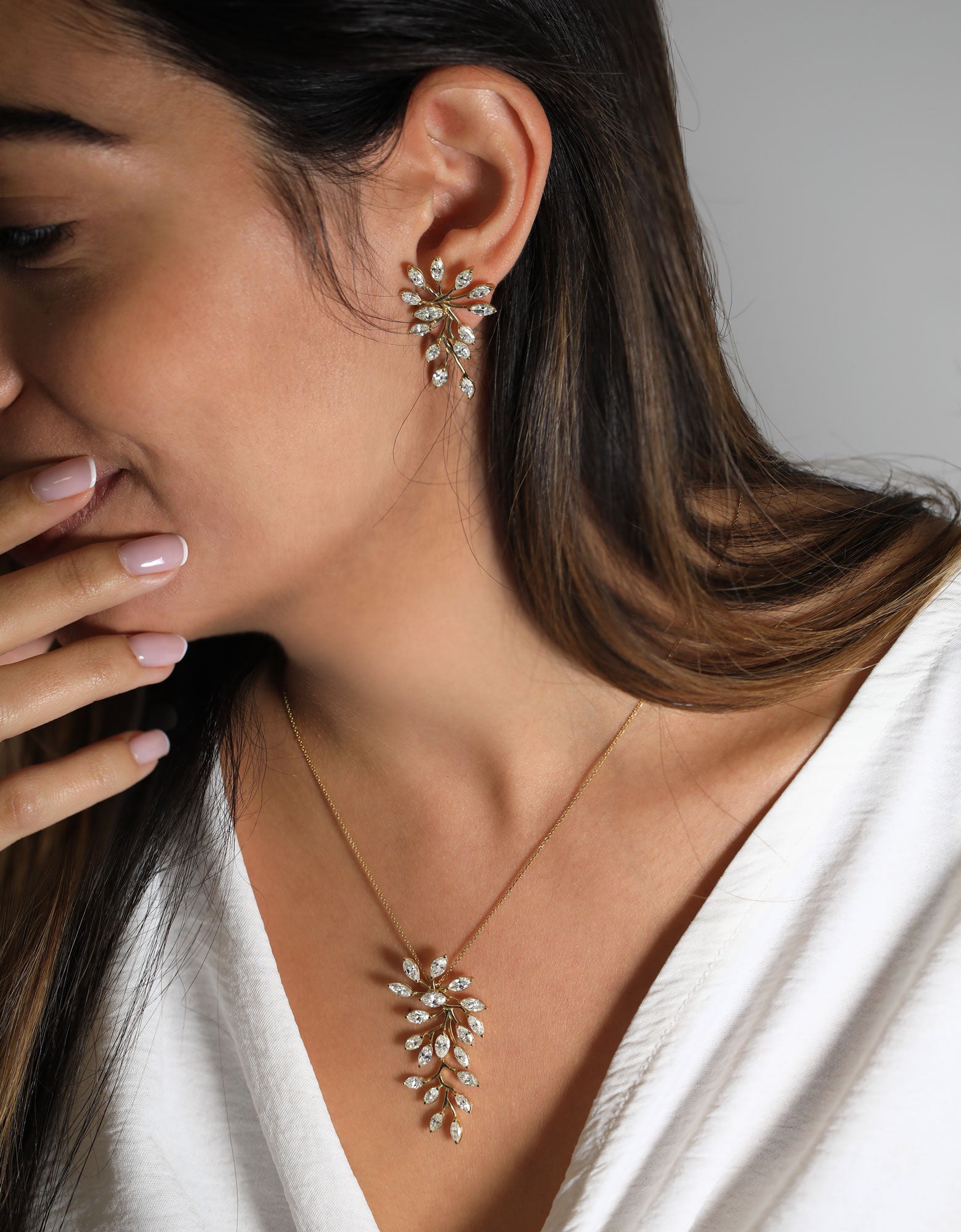 Light Yellow Marquise Couture Diamond Earrings - 4