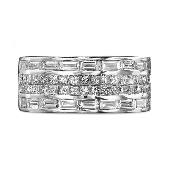 Colorless Four Rows Half Eternity Band