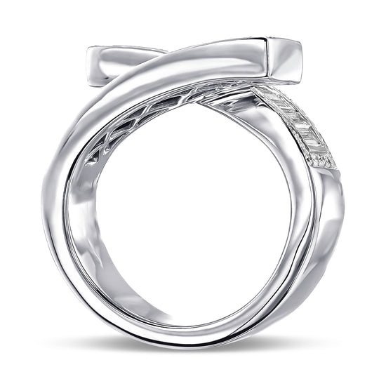 Cross Over Baguette Colorless Half Eternity Ring - 2