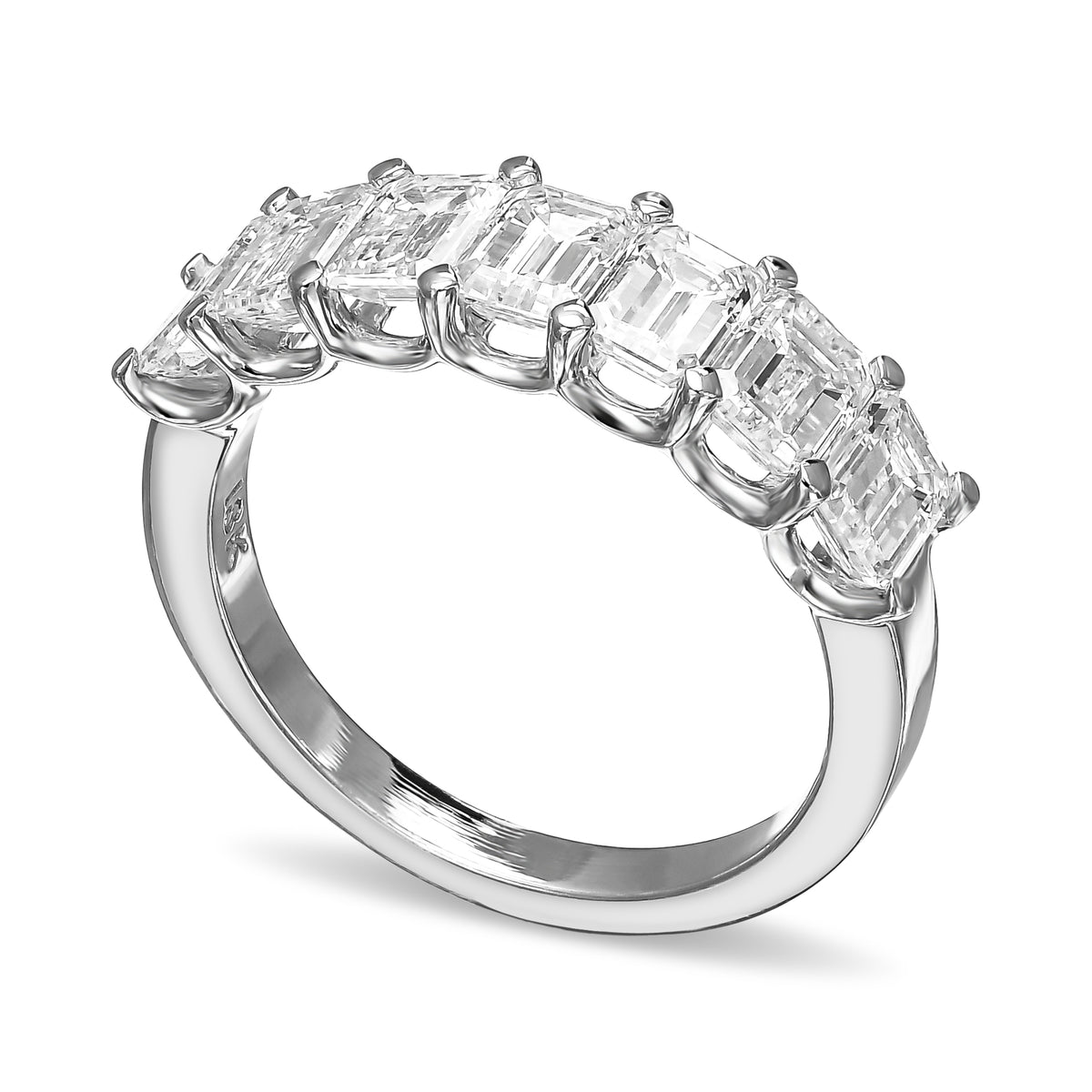 Colorless Emerald Half Diamond Eternity Band - 3