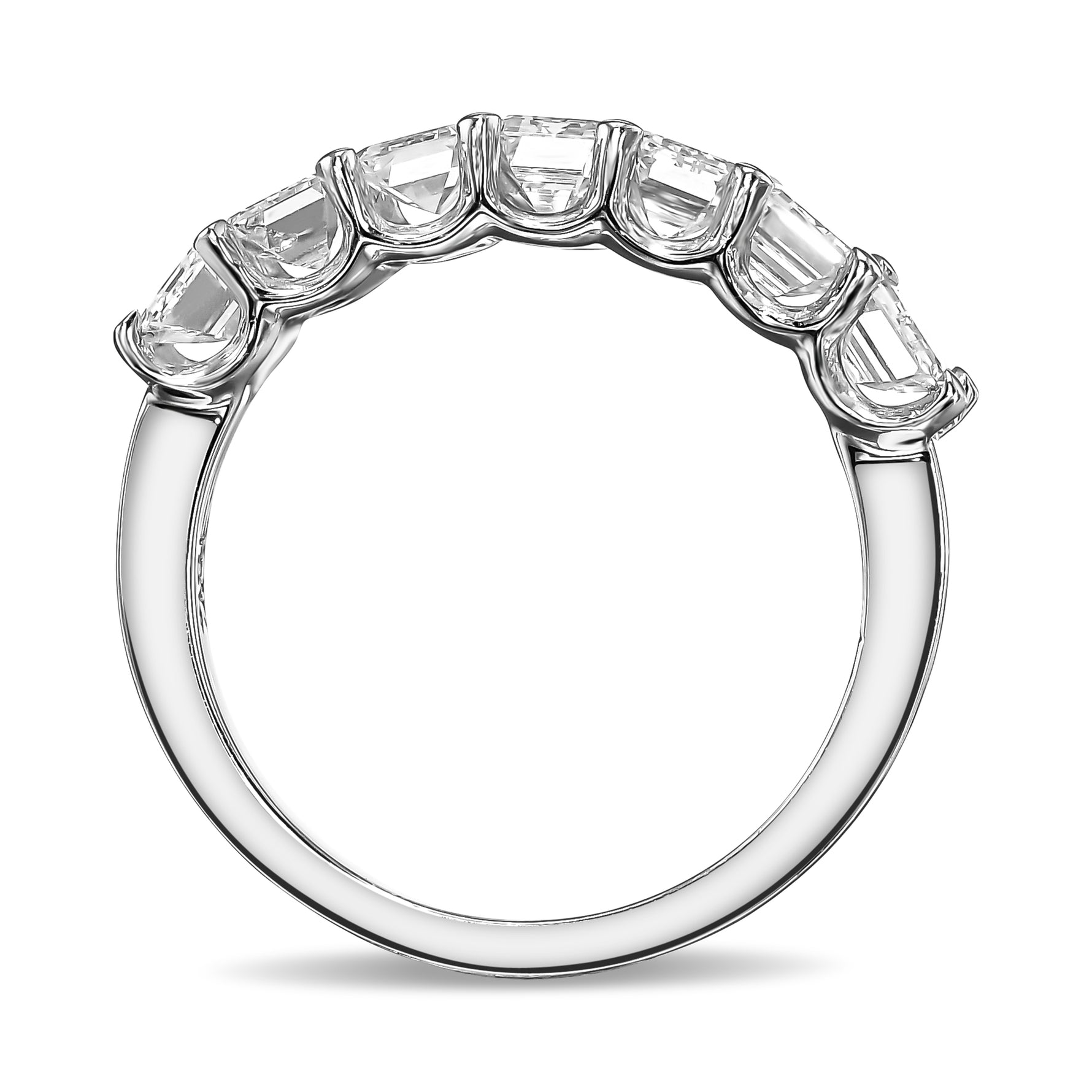 Colorless Emerald Half Diamond Eternity Band - 2