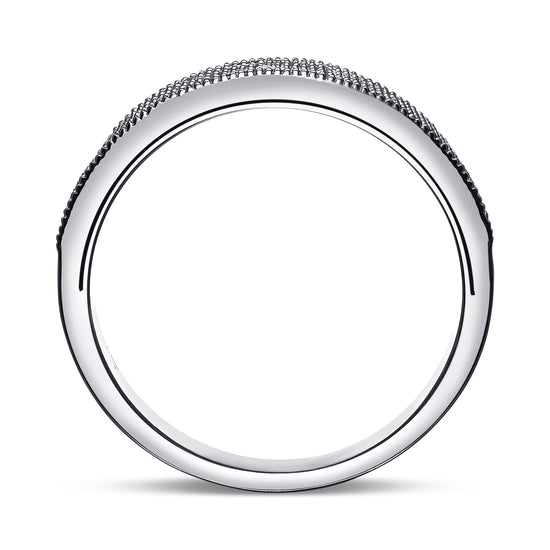 Colorless Four Row Princess Diamond Band Ring - 2