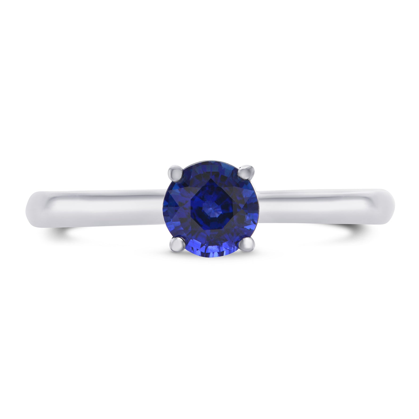  Blue Round Sapphire Solitaire Ring