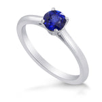  Blue Round Sapphire Solitaire Ring