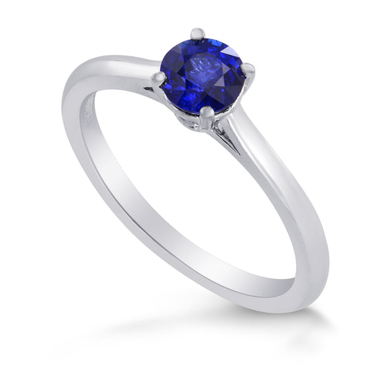  Blue Round Sapphire Solitaire Ring