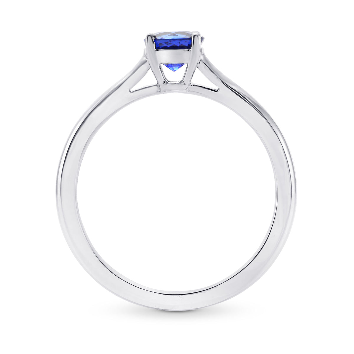 Blue Round Sapphire Solitaire Ring