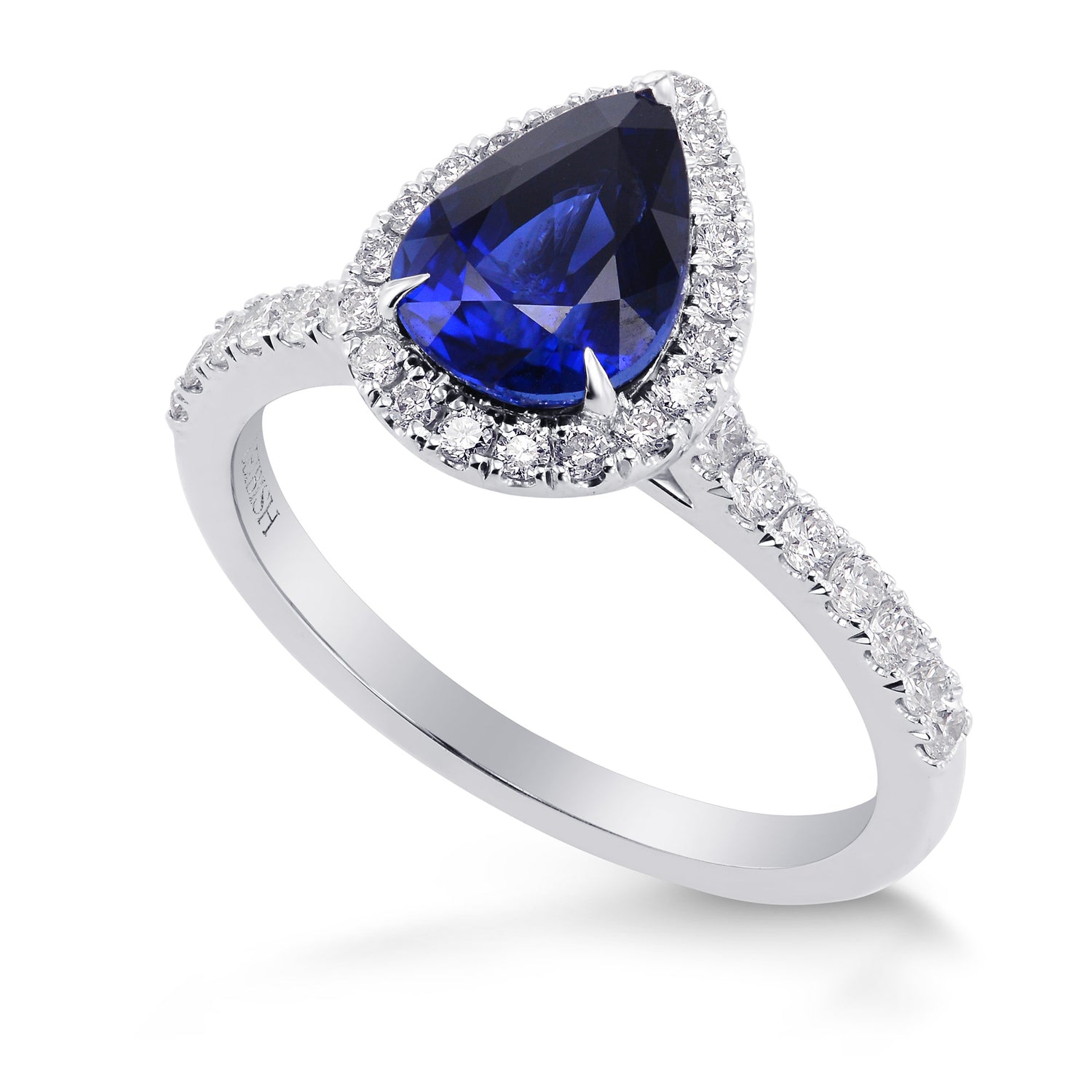 Pear Sapphire & Diamond Halo Ring